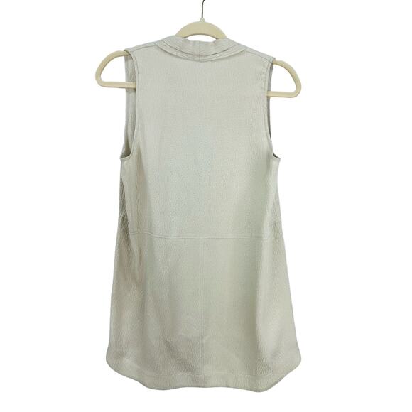 Helmut Lang Pebbled Silk Textured Sleeveless Button Down Blouse in Ivory Small - Picture 8 of 10